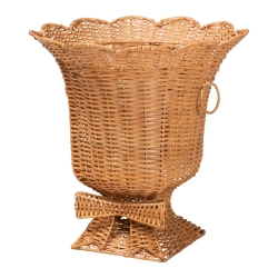 bali & pari Chie Natural Rattan Urn with Scalloped Edge Detail